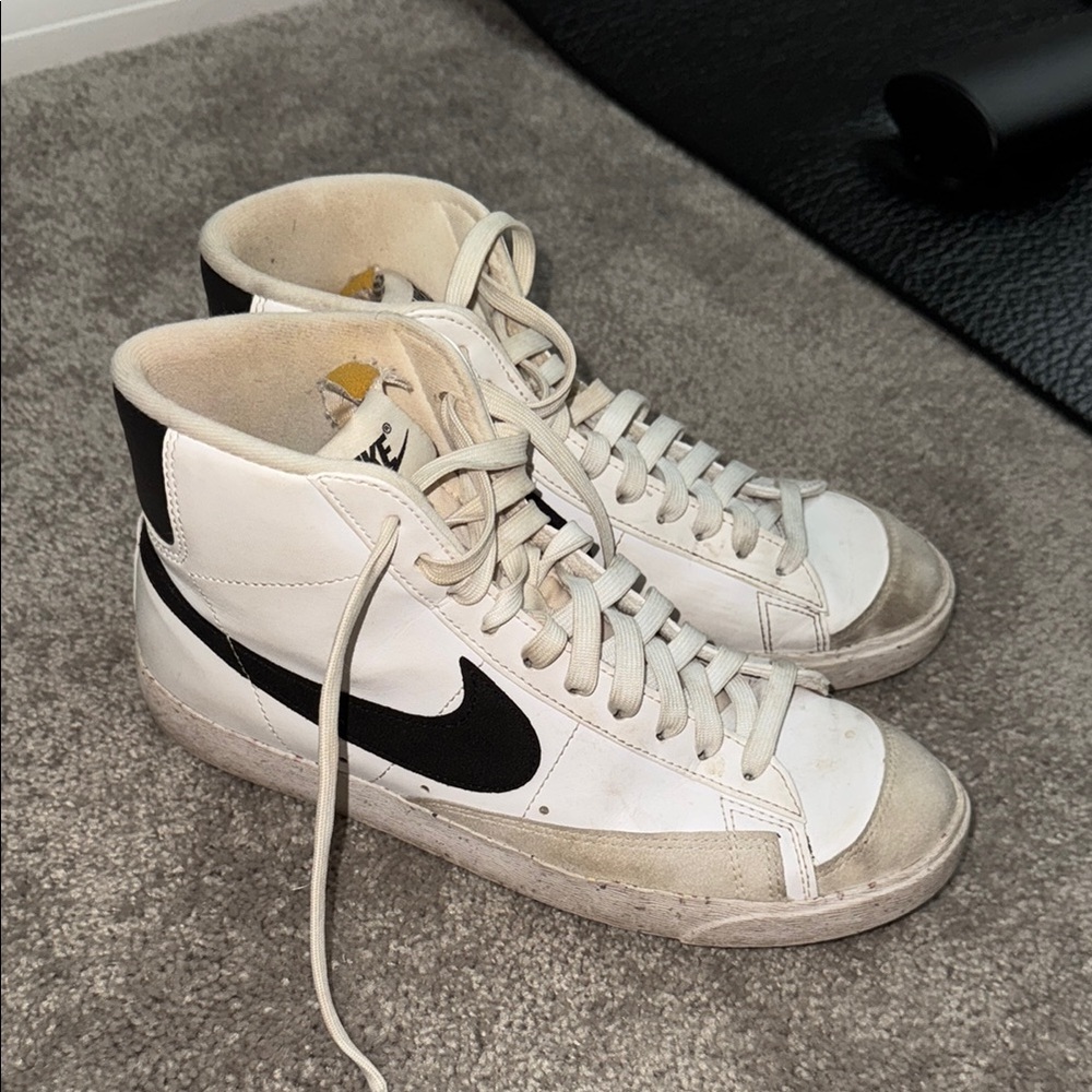 Nike White and Black High-Top Sneakers